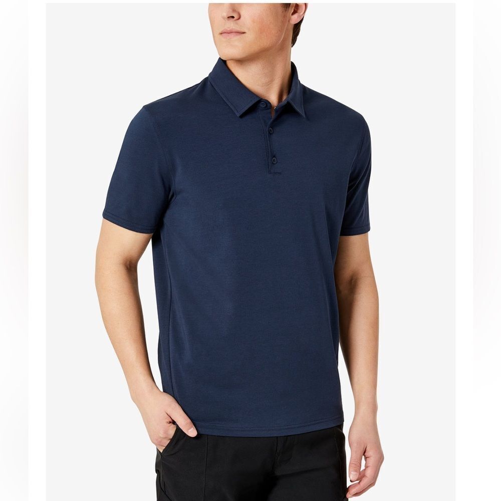 Kenneth Cole Men's Johnny Collar Polo Large Navy Blue NWT in packaging